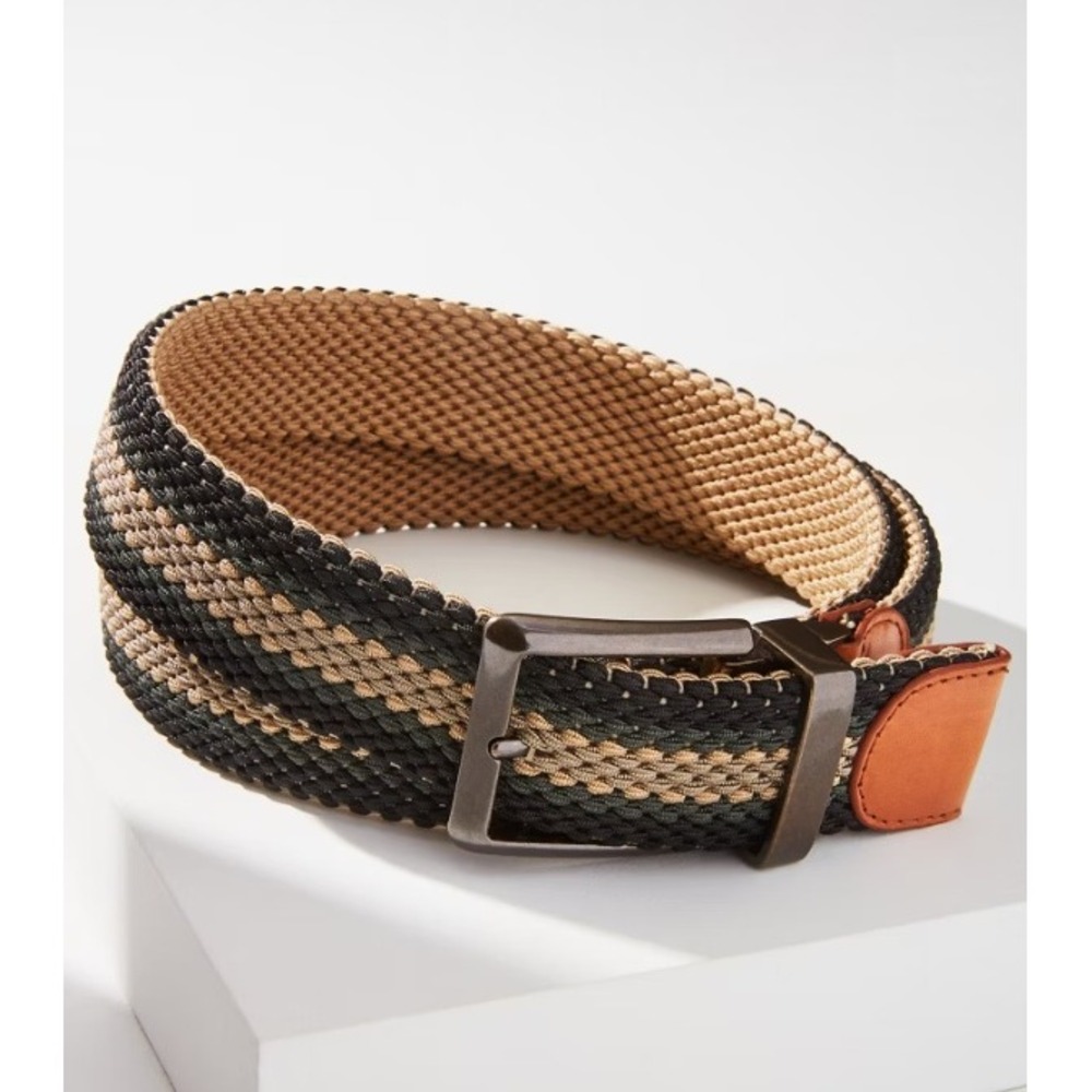 NWT Tommy Bahama Men's XL42-44 Reversible Stretch Cord Belt‎ Black Khaki